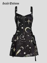 Women's Gothic Print Suspender A-Line Witch Dress