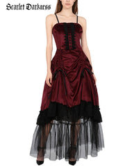 Crimson Peak Inspired Dark Romance High-Low Hem Slip Dress