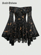 Gothic Whimsical Off Shoulder Bell Sleeve Witch Dress
