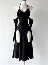 Gothic Vintage Long Sleeve Halter Maxi Dress