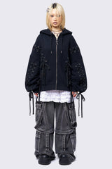 Mia Black Zip Up Hoodie