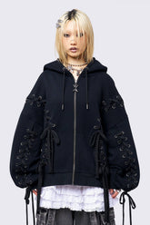 Mia Black Zip Up Hoodie