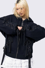 Mia Black Zip Up Hoodie