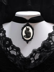 Gothic Witch Cat Pendant Necklace