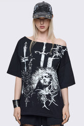 Crown of Swords Off-Shoulder T-Shirt