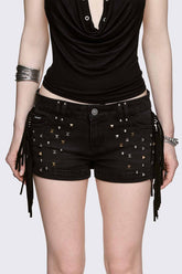 Fringe Mini Denim Shorts