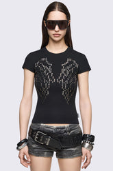 Glitter Flight Studded Baby Tee