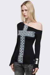 Samantha Black Off-Shoulder Top