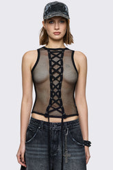 Thrill Fishnet Vest Top