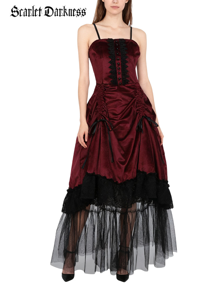 Crimson Peak Inspired Dark Romance High-Low Hem Slip Dress