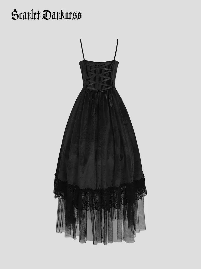 Crimson Peak Inspired Dark Romance High-Low Hem Slip Dress