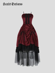Crimson Peak Inspired Dark Romance High-Low Hem Slip Dress