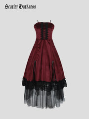 Crimson Peak Inspired Dark Romance High-Low Hem Slip Dress