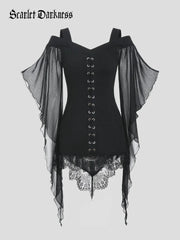 Gothic Chiffon Blouse with Irregularly Sleeves
