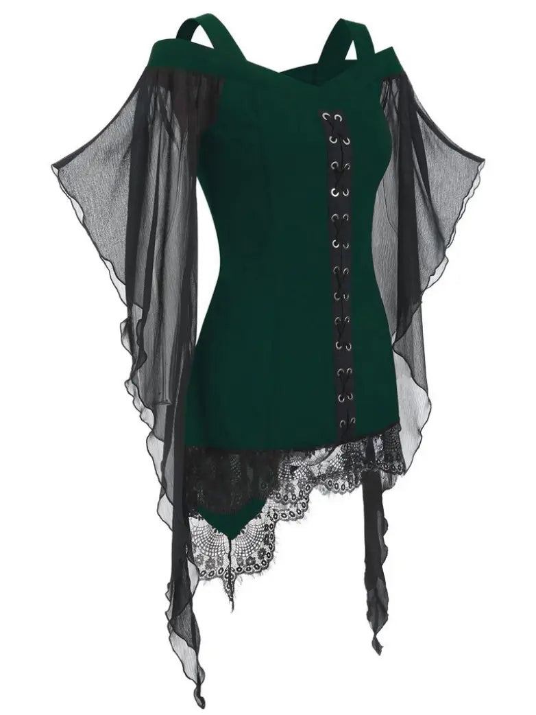 Gothic Chiffon Blouse with Irregularly Sleeves