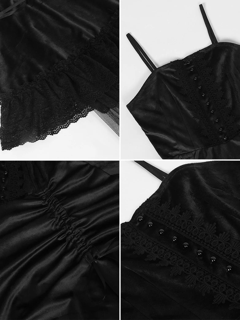 Crimson Peak Inspired Dark Romance High-Low Hem Slip Dress