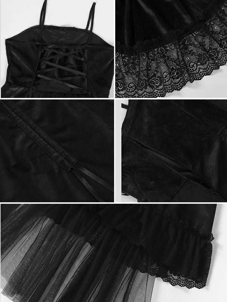 Crimson Peak Inspired Dark Romance High-Low Hem Slip Dress