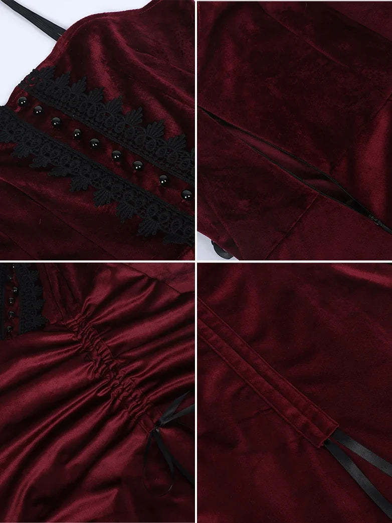 Crimson Peak Inspired Dark Romance High-Low Hem Slip Dress