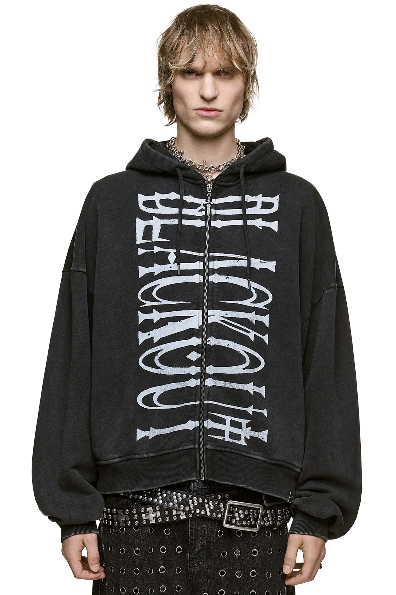 Blackout Washed Zip Up Hoodie