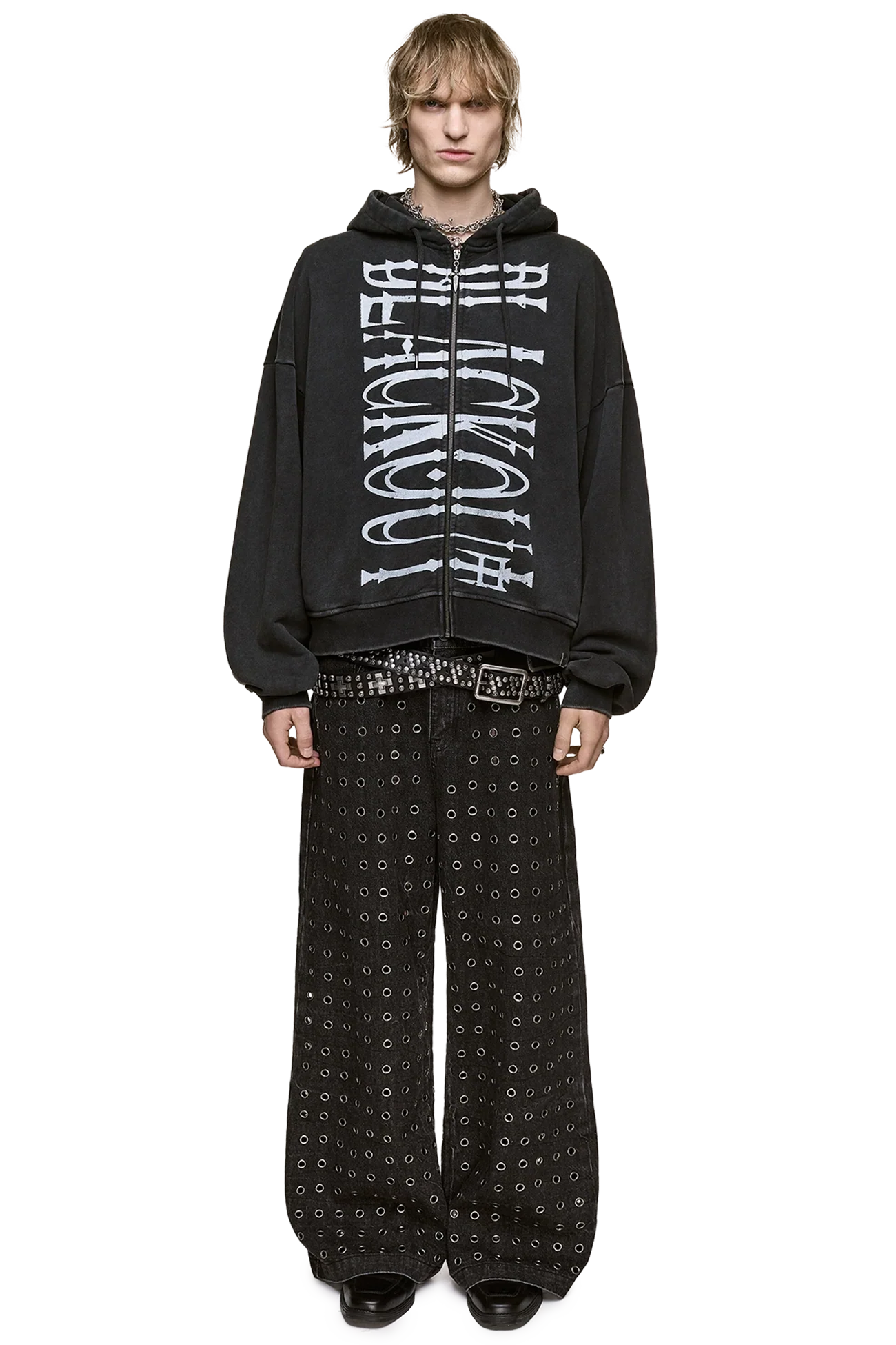 Blackout Washed Zip Up Hoodie
