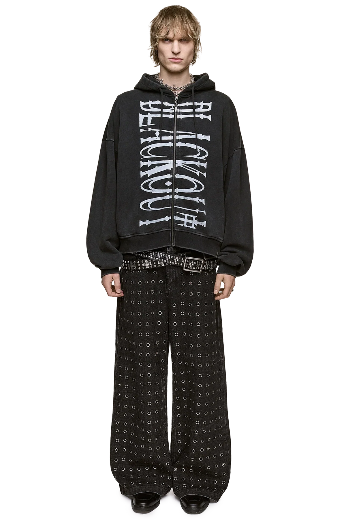 Blackout Washed Zip Up Hoodie