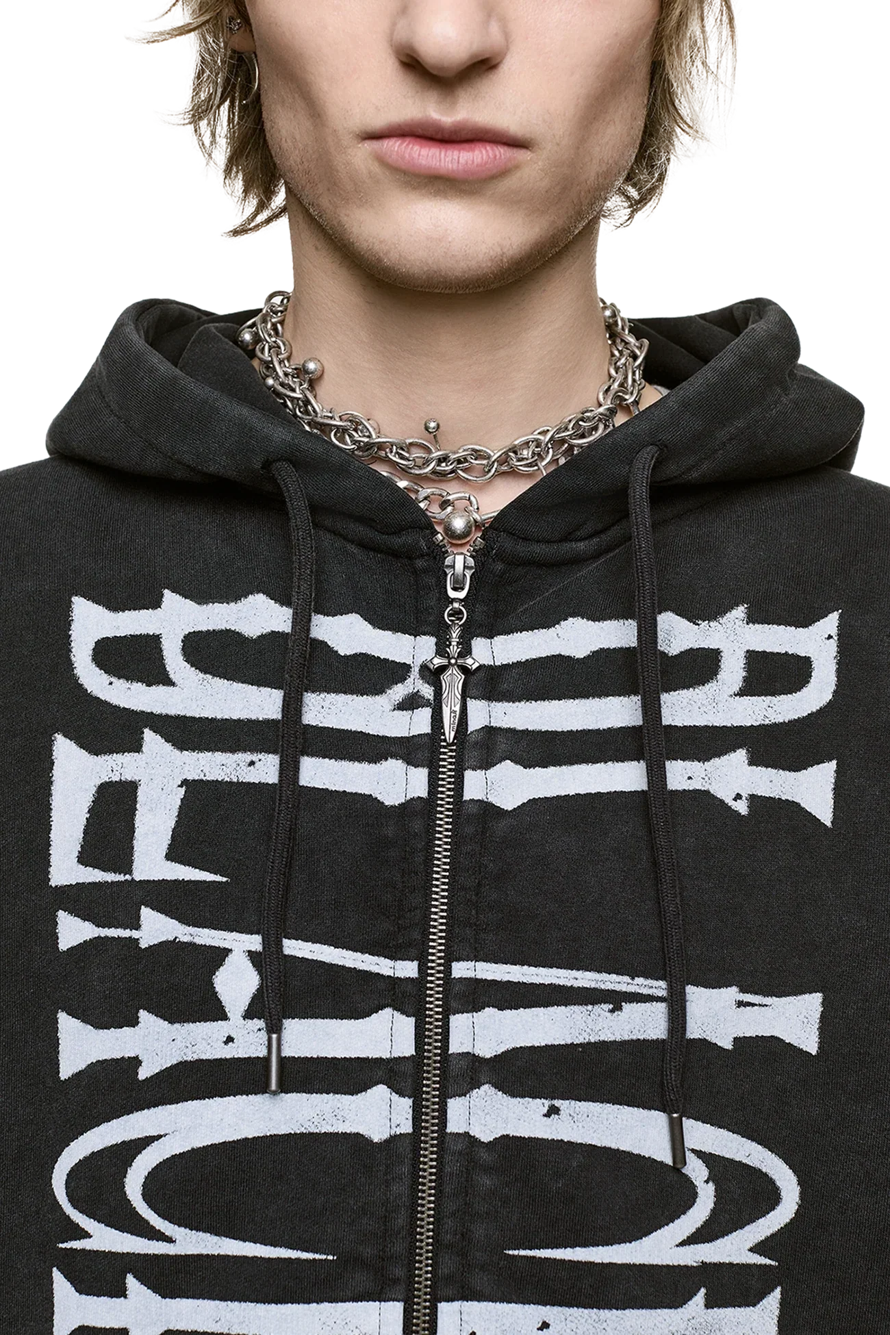 Blackout Washed Zip Up Hoodie
