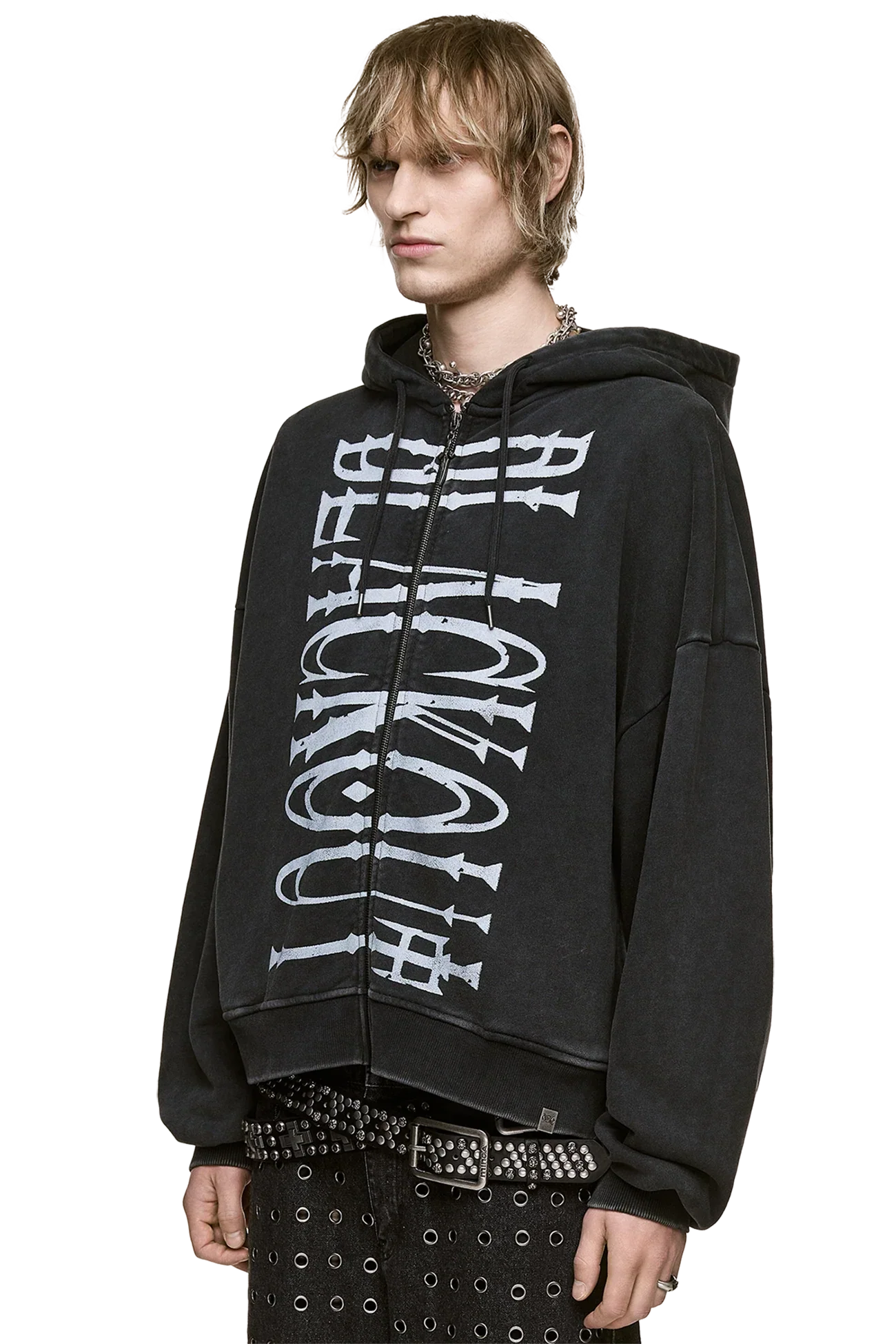 Blackout Washed Zip Up Hoodie