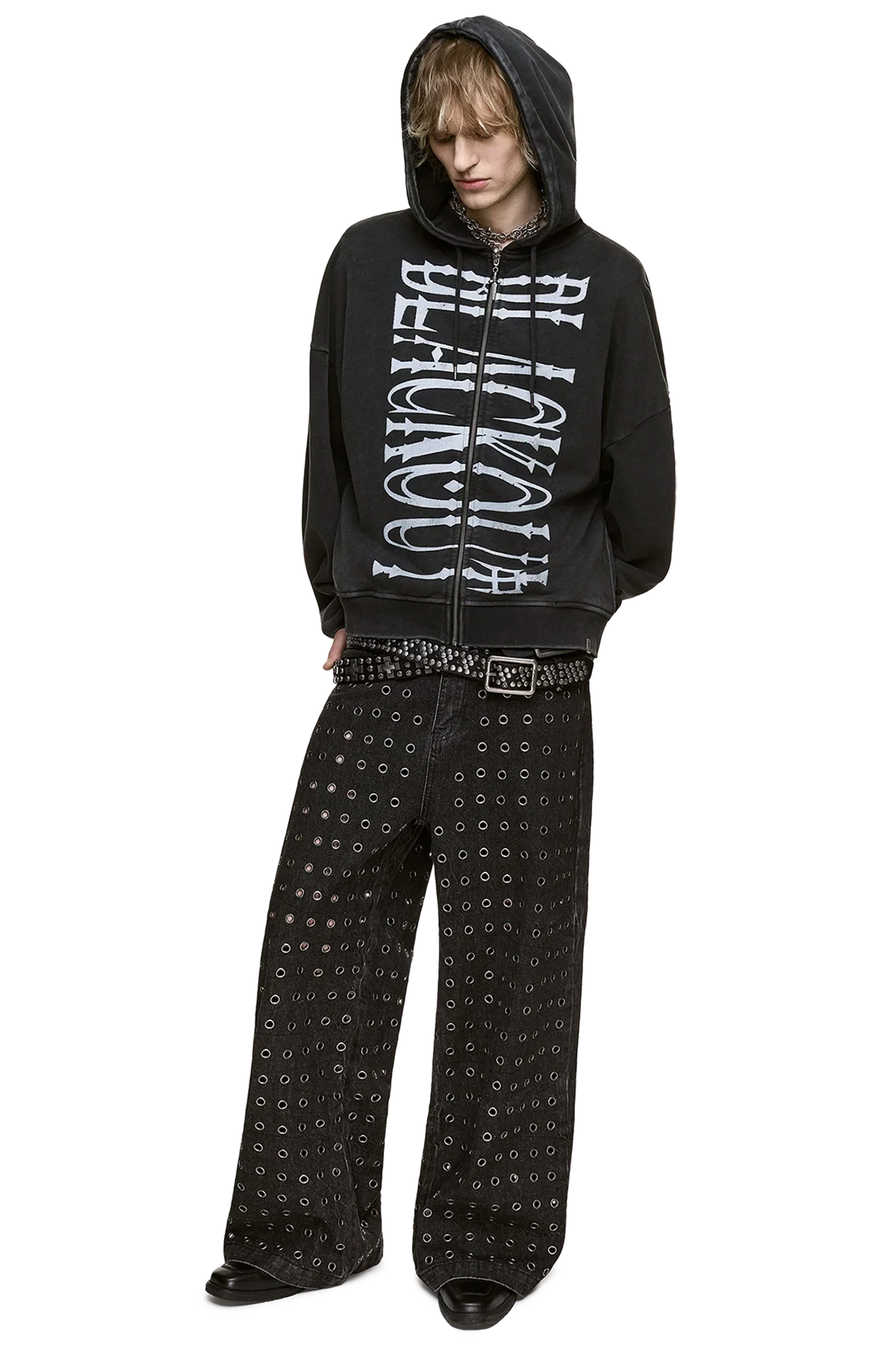 Blackout Washed Zip Up Hoodie