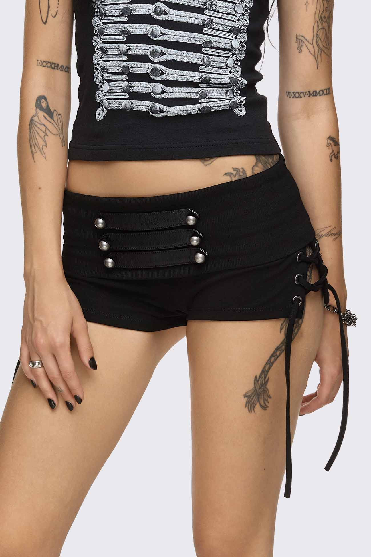 Corsair Military Lace-Up Mini Shorts