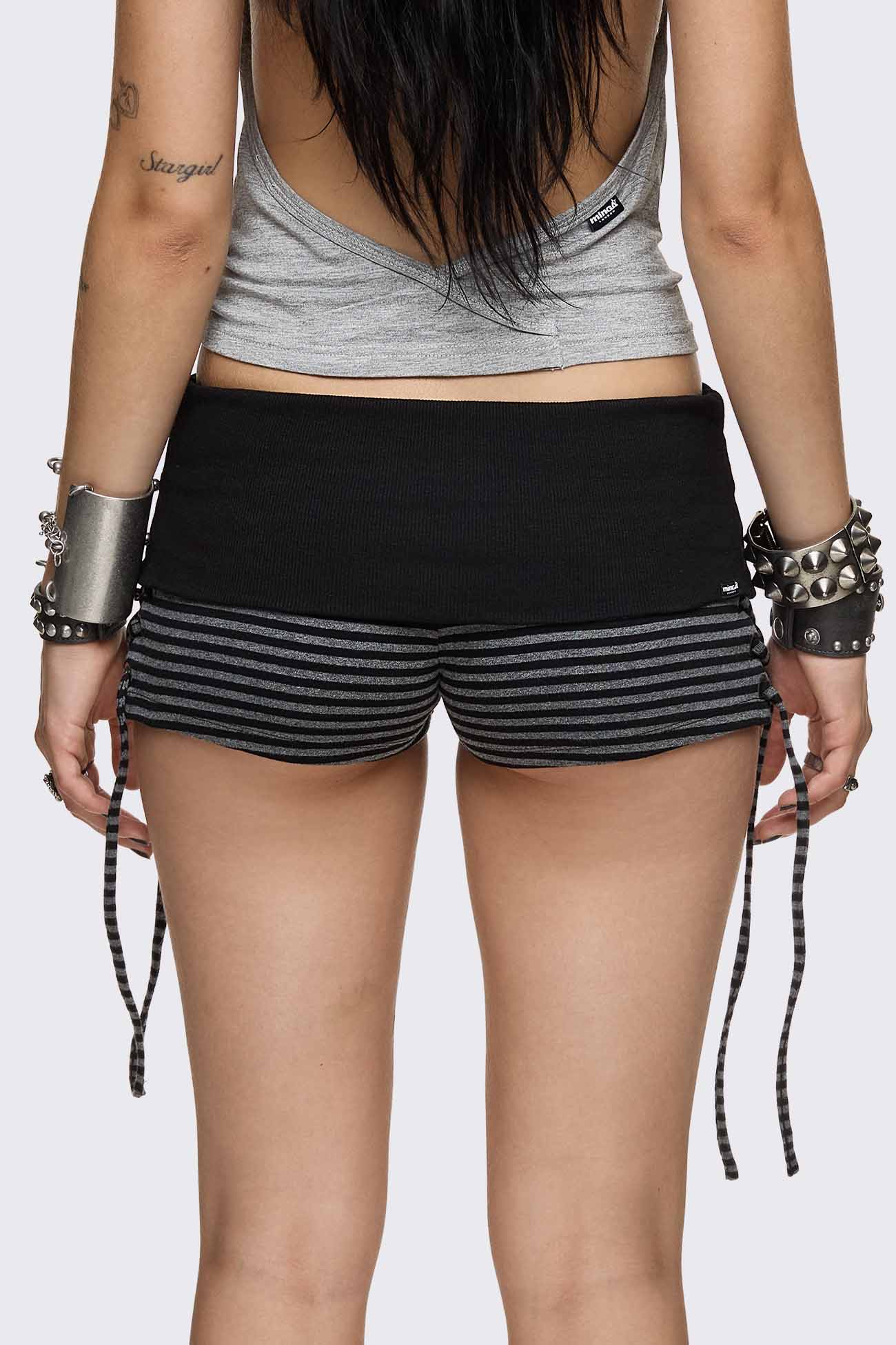 Empire Military Striped Mini Shorts