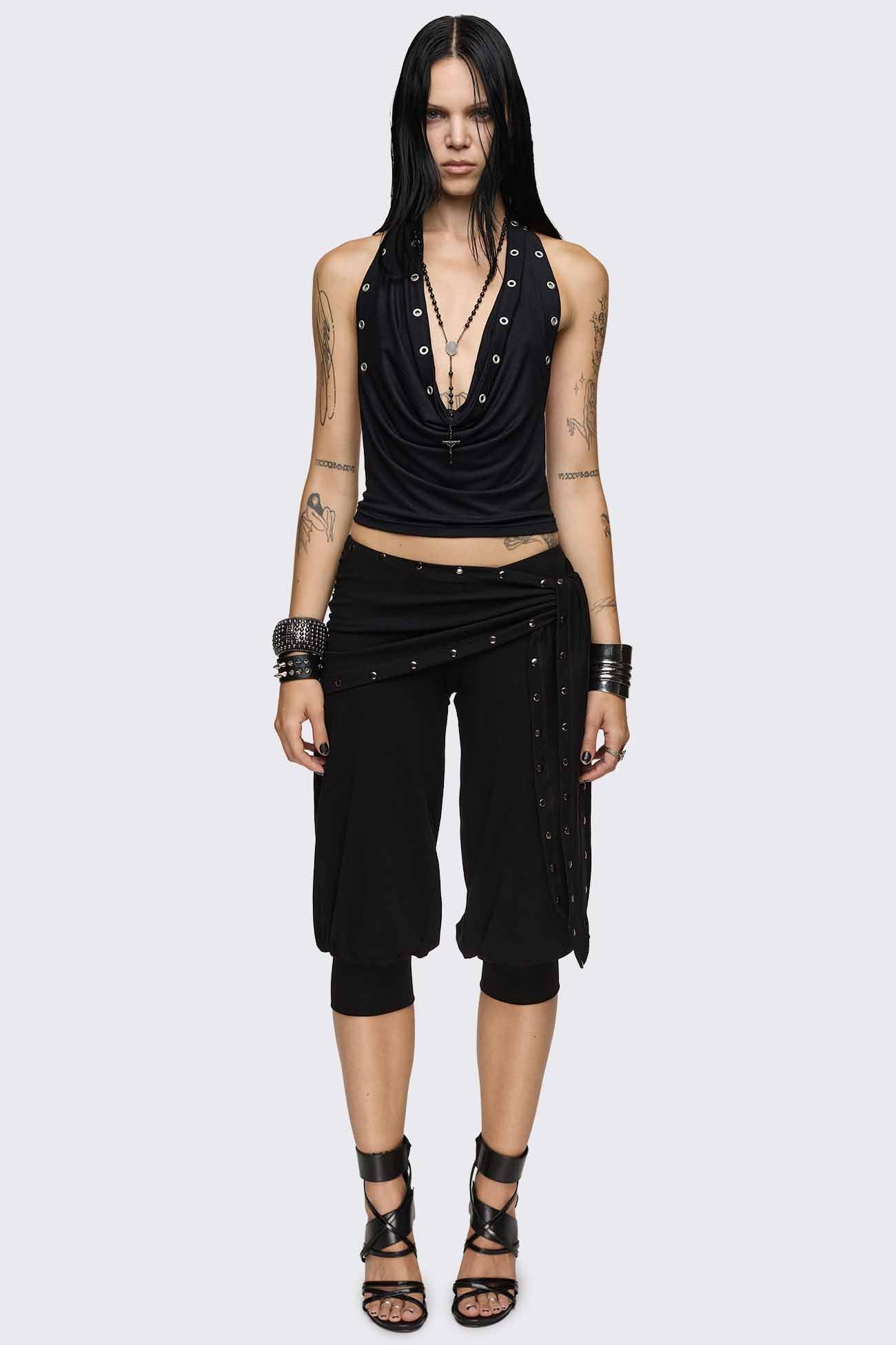 Dead Tide Studded Balloon Capri Pants