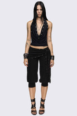 Dead Tide Studded Balloon Capri Pants