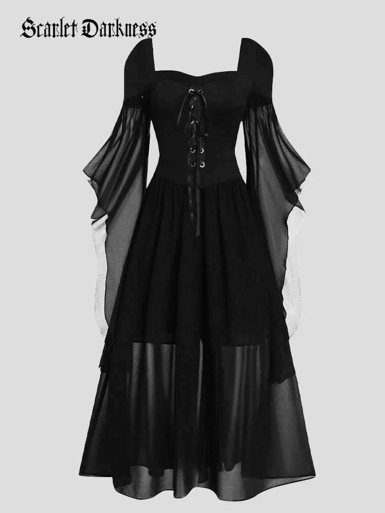 2025 Halloween Witch Fairy Tie-Strap Long Dress