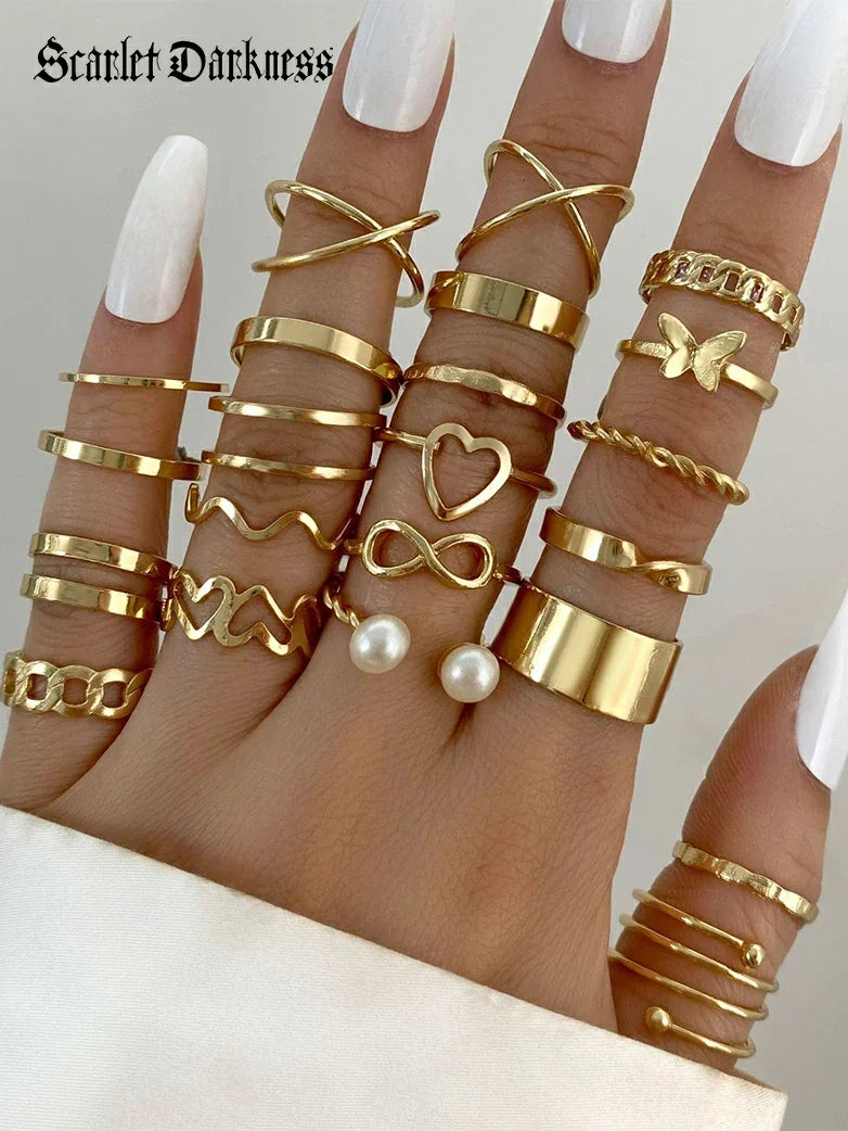Gothic Open Ring Set 22 Pieces