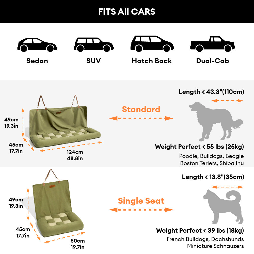Travel Bolster Safety Back Seat Large Dog Car Seat Bed - Chessboard Lounge