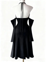 Gothic Vintage Long Sleeve Halter Maxi Dress