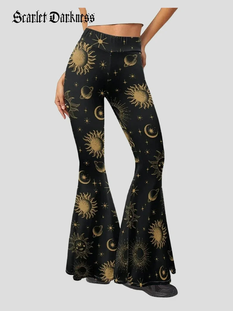 Women's Bootcut Trousers Printed Stretch Leggings