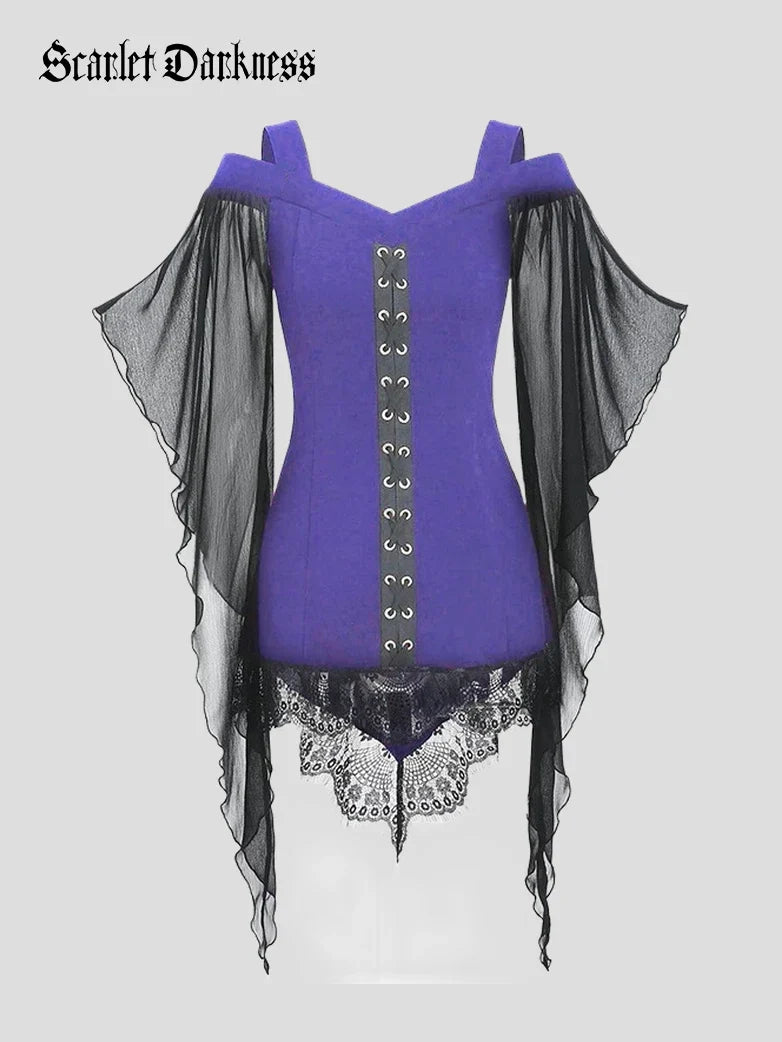 Gothic Chiffon Blouse with Irregularly Sleeves