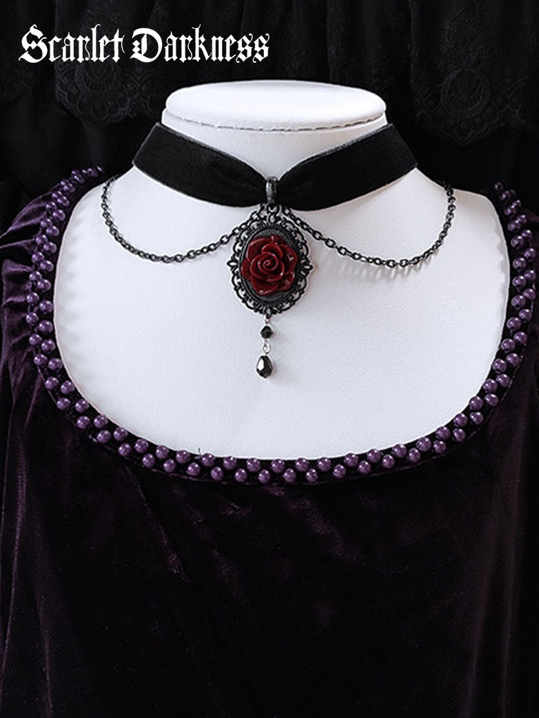 Gothic Dark Rose Choker