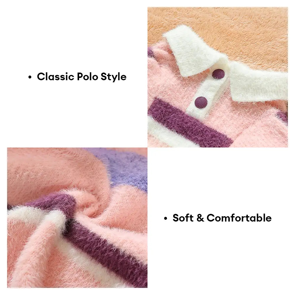 Color-Blocked Striped Faux Mink Fur Warm Dog Sweater Suitable For Small Dogs