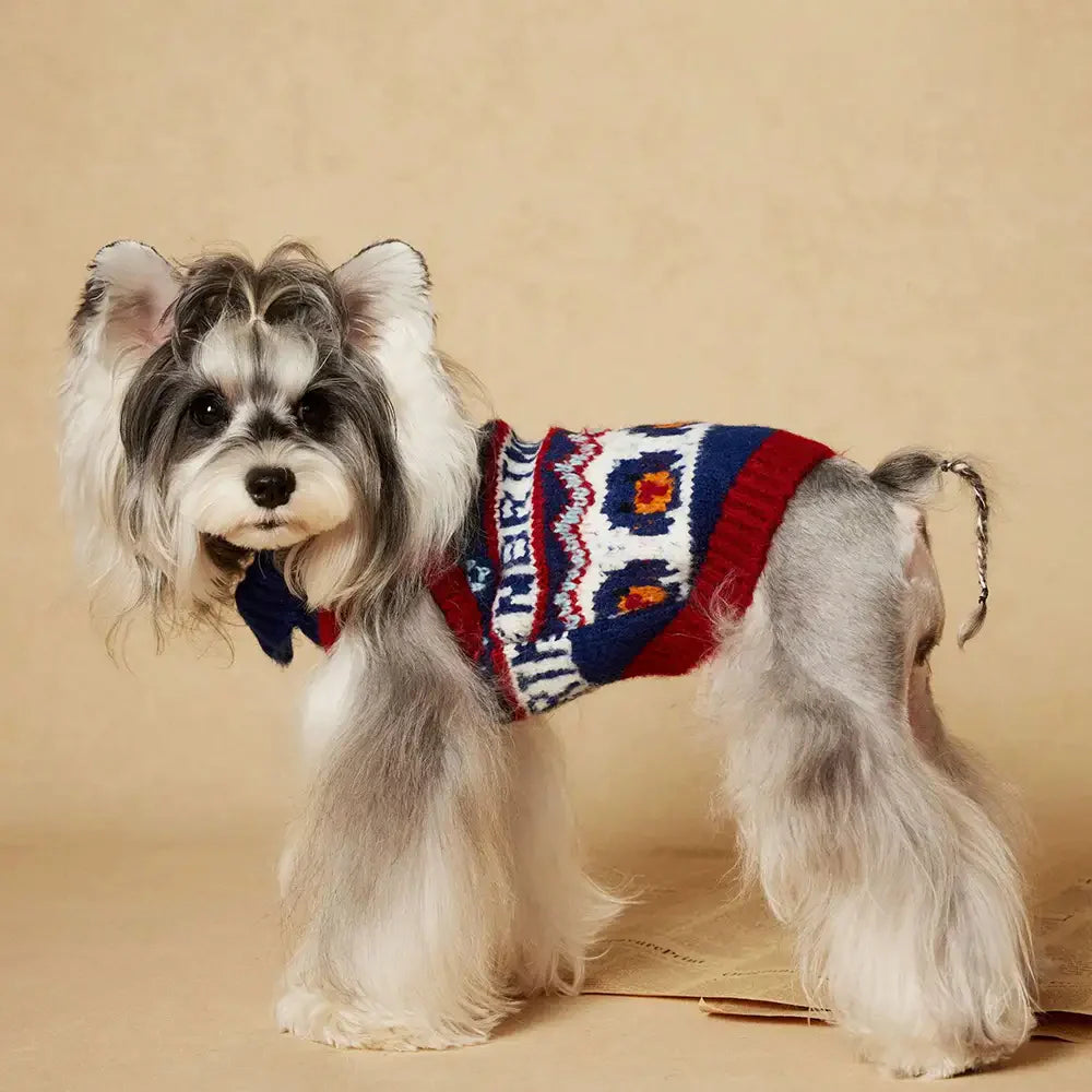 Jacquard Thick-Knit Sleeveless Dog Sweater – Designed for Dachshunds, French Bulldogs & Pugs