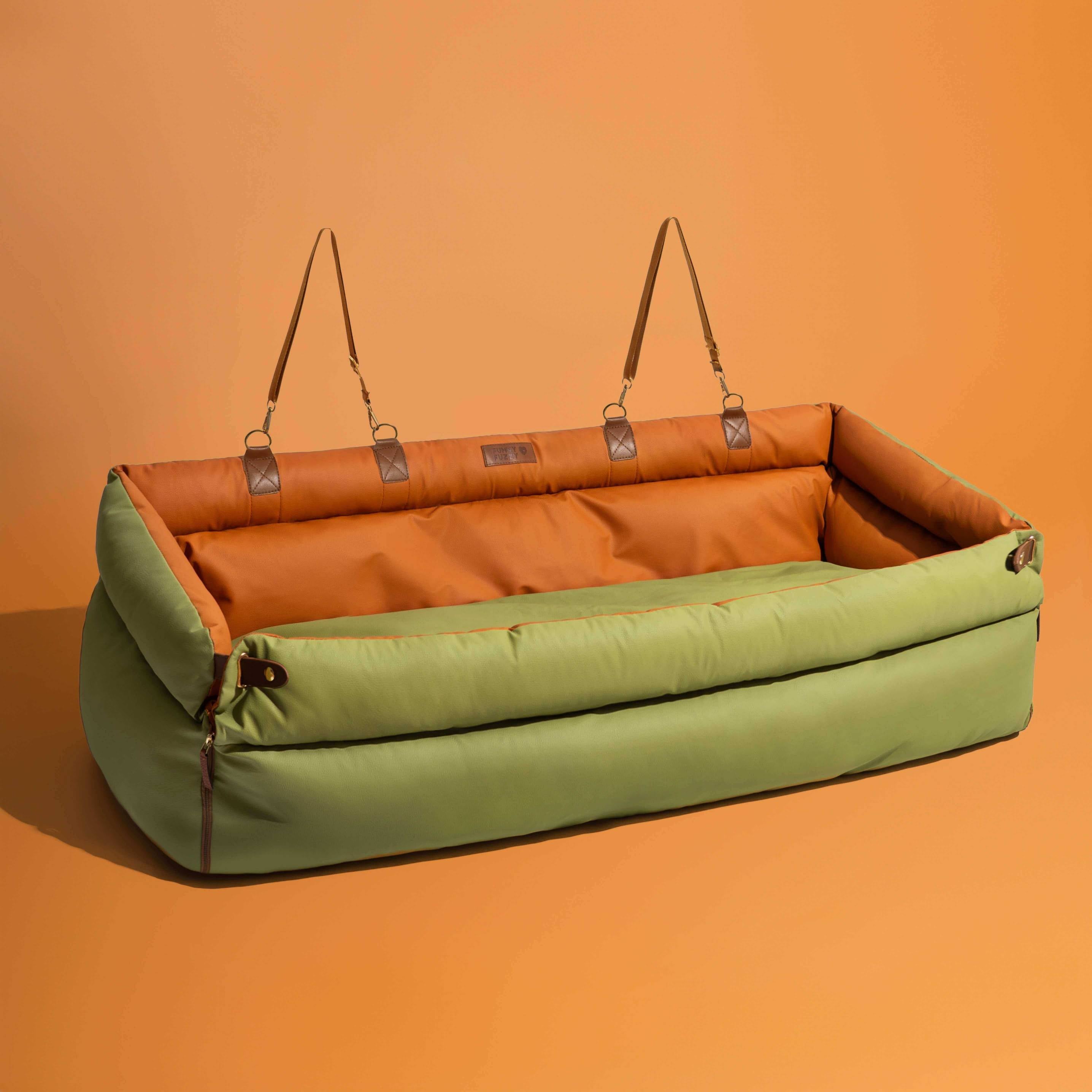 Large Deluxe Faux Leather Dog Car Seat Booster Bed - Roadtrip