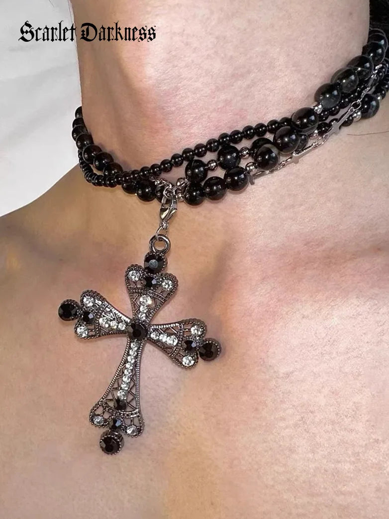 Gothic Vampire Black Stone Necklace