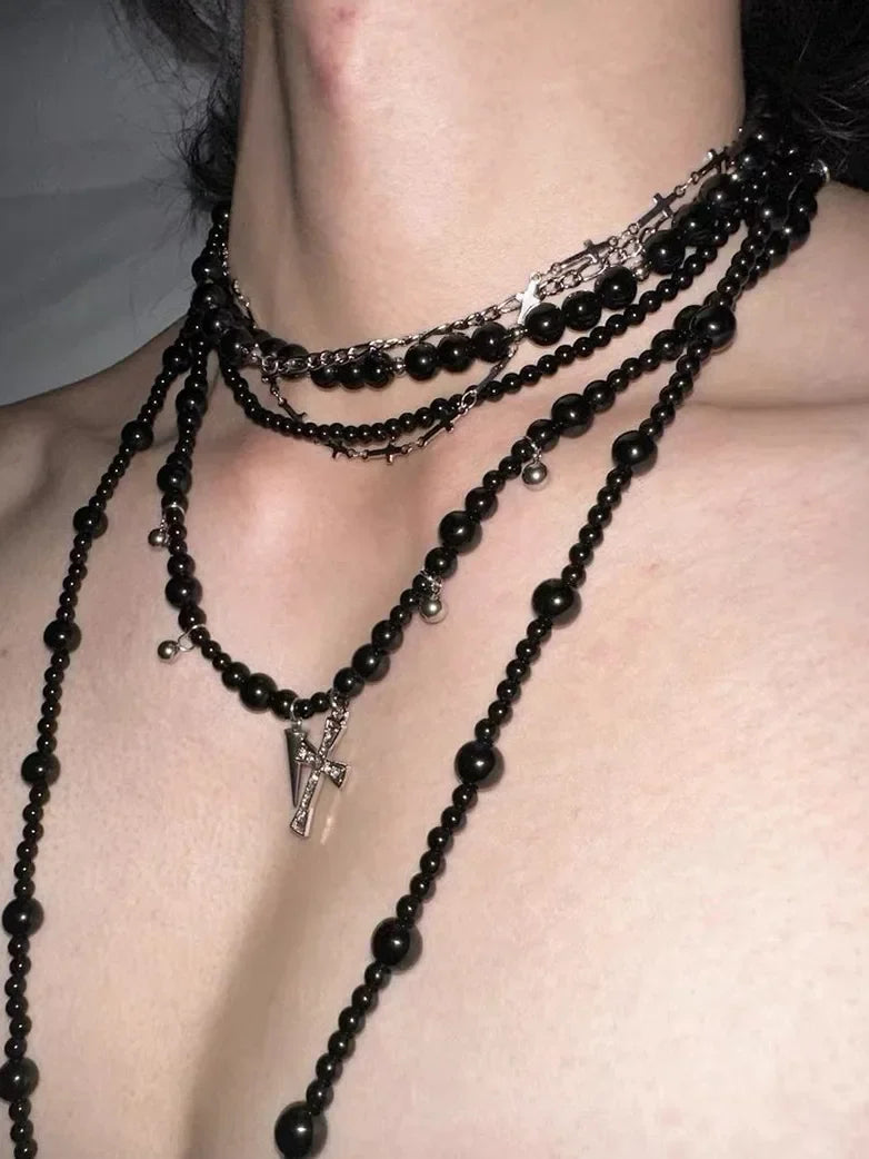 Gothic Vampire Black Stone Necklace