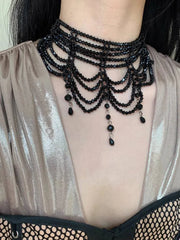 Gothic Braided Black Necklace