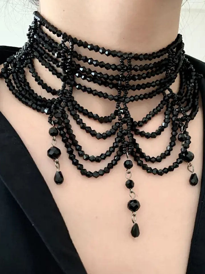 Gothic Braided Black Necklace