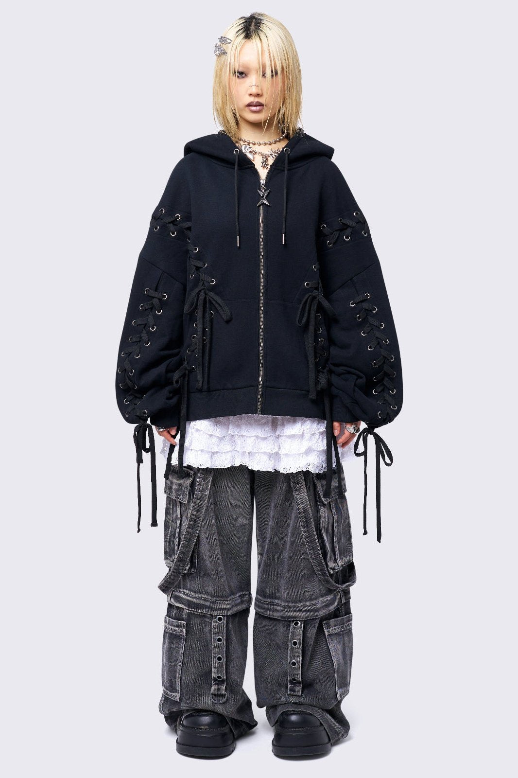 Mia Black Zip Up Hoodie