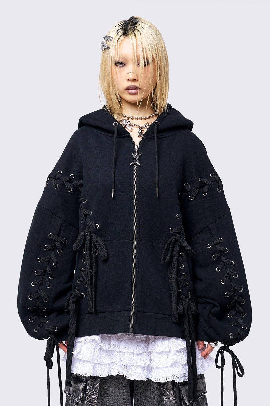 Mia Black Zip Up Hoodie