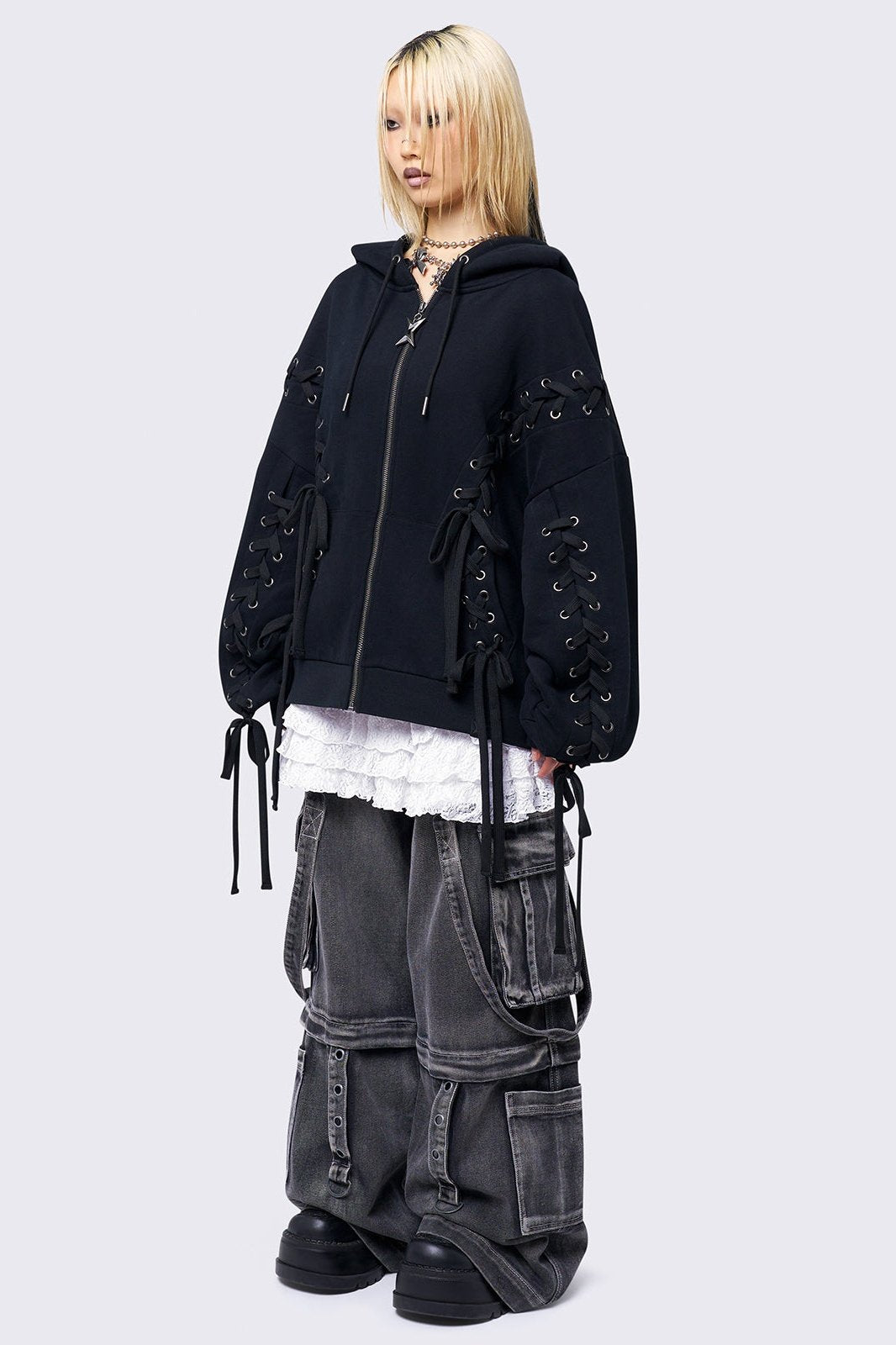 Mia Black Zip Up Hoodie