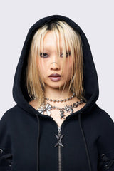 Mia Black Zip Up Hoodie